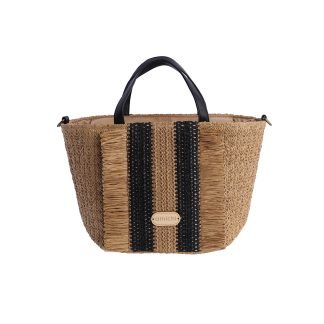 Bolso Mano Rafia Negro-Marrón 4128001