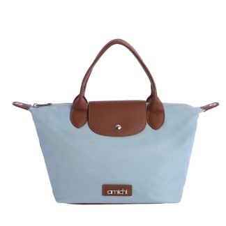 Bolso Mano Azul Celeste-Marrón Amichi 2013003